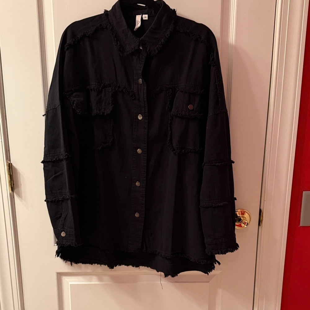 Elan Black Distressed Jacket - Picture 2 of 5